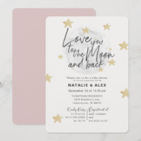 Love You Moon & Back Girl Baby Shower Invitation