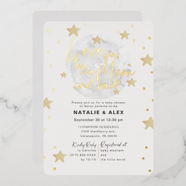 Love You Moon & Back Neutral Baby Shower (Front/Back)