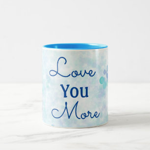 Love You More Bubbles Blue Watercolor Coffee Mug