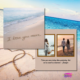 Love You More Coastal Beach Photo Collage Card