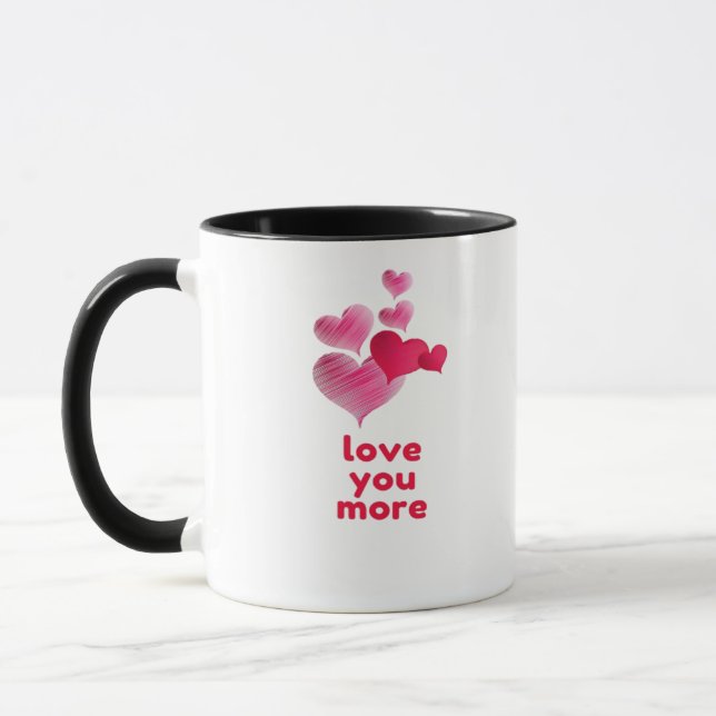 Love You More Cute Valentines Day Design  Mug (Left)
