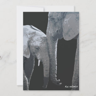 Love You More, Elephant Original Art Invitation