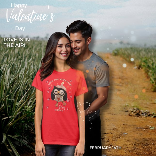 Love you More Every Day Owl Red T-Shirt (Love you More Every Day Owl Red T-Shirt)