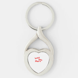 Love You More Floral Heart Line Art  Key Ring