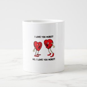 Love You More Funny Hearts Arguing Playful Design  Large Coffee Mug