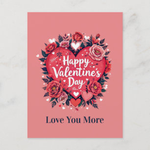 Love You More Happy Valentine Day Holiday Postcard
