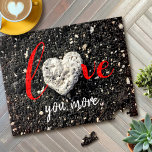 Love You More Hawaii Beach Coral Heart Rock Photo Jigsaw Puzzle<br><div class="desc">“Love you more”. I feel lucky to have spotted this heart-shaped coral rock, while walking this Big Island Hawaiian black sand beach in the late afternoon. A wonderful reminder of love whenever work on this stunning, graphic, photo jigsaw puzzle. You can even replace the text in the template field to...</div>