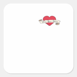 Love You More Heart Vintage Vibe Design  Square Sticker