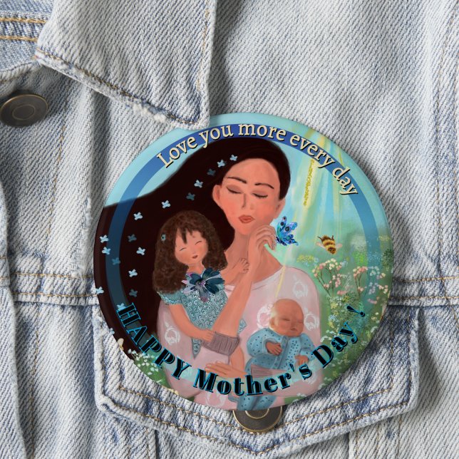 Love you more Mother with kids Button (Happy Mothers Day Tank Top)