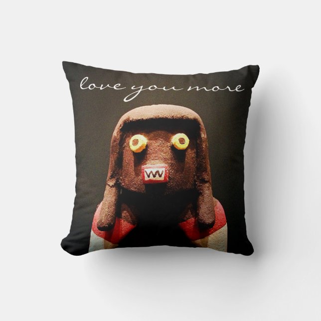 Love You More Quote Script Kachina Doll Photo Bold Cushion (Front)