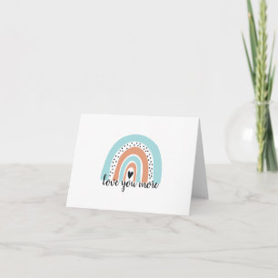 Love You More Rainbow Heart Blue Peach Card