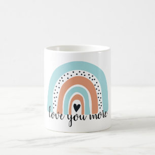 Love You More Rainbow Heart Blue Peach Coffee Mug