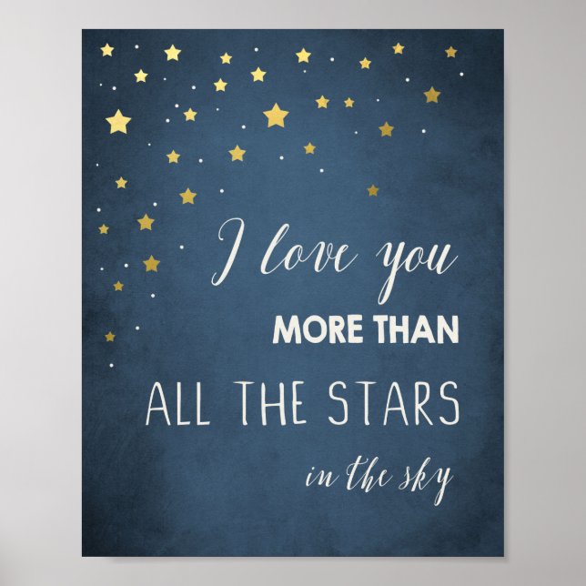 Love you more than all the stars Quote art Nursery Poster (Front)