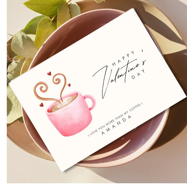 Love you more than coffee funny valentine day card (Creator Uploaded)