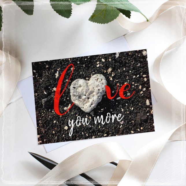 Love You More Type Hawaii Beach Coral Heart Photo Card (Creator Uploaded)