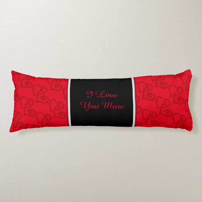 Love You More Valentines Day Heart Pattern Body Cushion (Front)