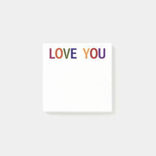 Love You Multicolored 3 x 3 Post-it Notes