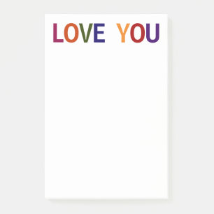 Love You Multicolored 4 x 6 Post-it Notes