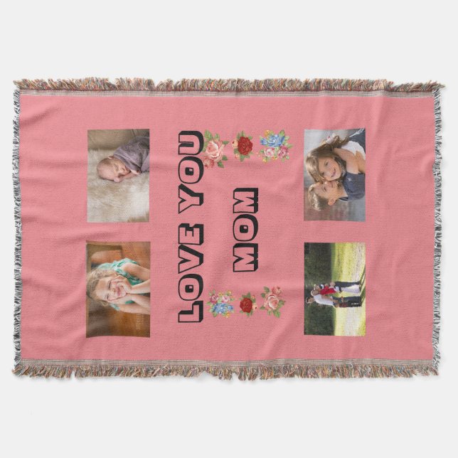 Love You, Mum 4 photos Pakenham Font  Throw Blanket (Front)