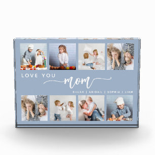 Love You Mum 8 Photo Collage Dusty Blue