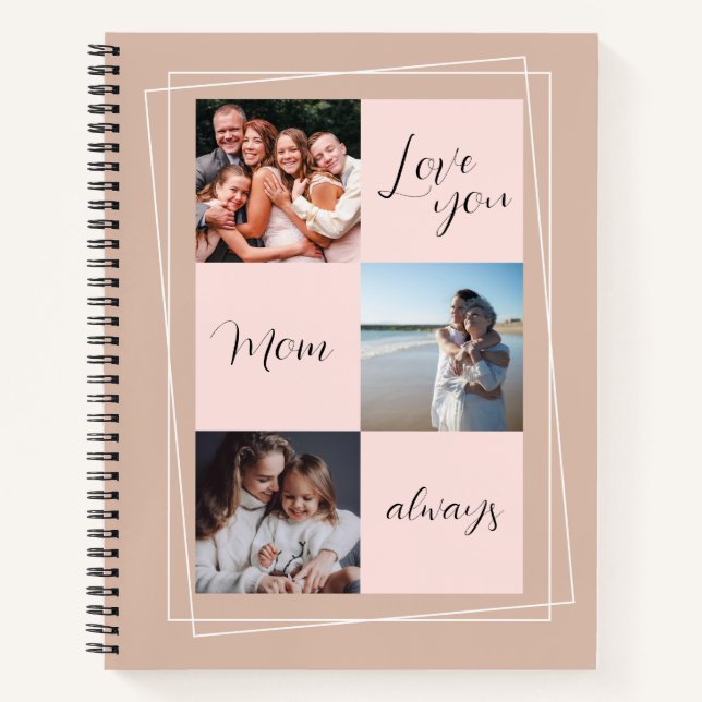 "Love you Mum always" sentimental photo gift Notebook (Front)
