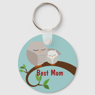 Love You Mum and Baby Owls Brown Key Ring