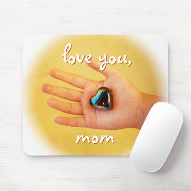 Love You Mum Child Hand Blue Heart Photography Mouse Mat (With Mouse)