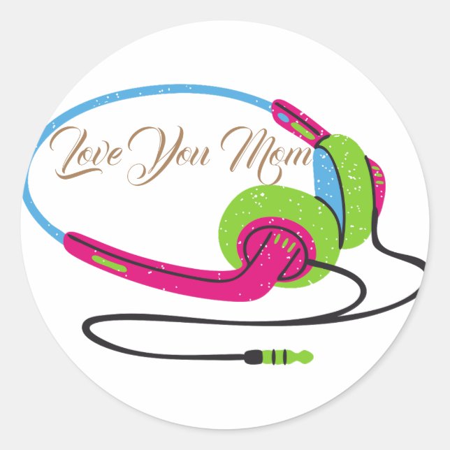 Love you Mum Classic Round Sticker (Front)