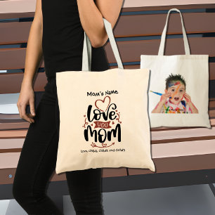 Love You Mum Colourful Customisable Photo Tote Bag