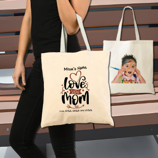 Love You Mum Colourful Customisable Photo Tote Bag