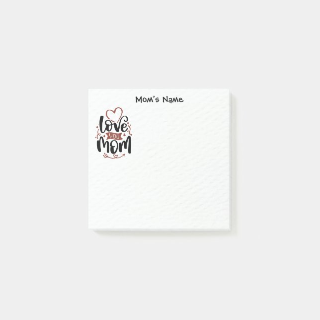 Love You Mum Colourful Personalised Post-it Notes (Front)