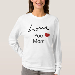 Love You Mum   Cute Red Heart White Long Sleeve T-Shirt
