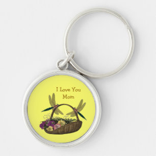 Love You Mum Dragonflies Flower Basket Keychain