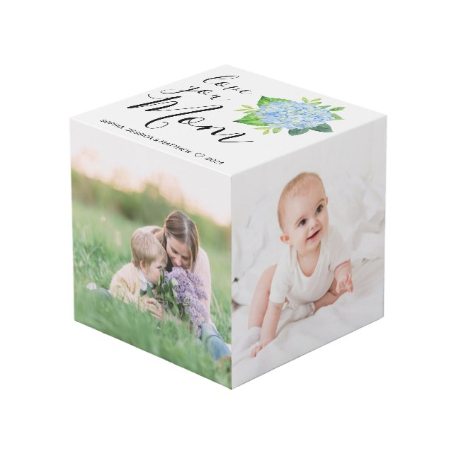 Love You Mum Family Photo Collage Hydrangea Cube (Front Angled)