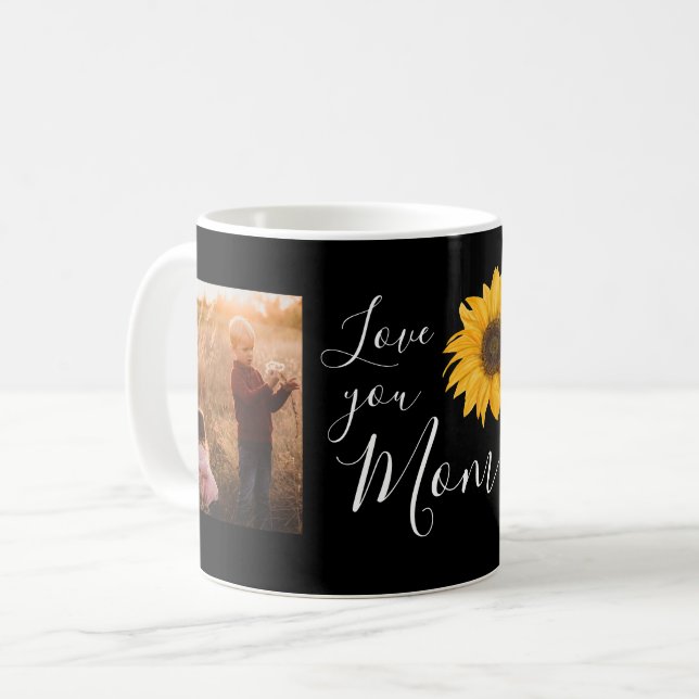 Love You Mum Family Photos Sunflower Coffee Mug (Front Left)