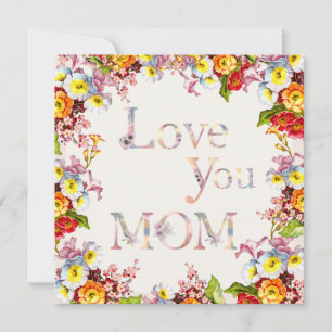   Love You Mum Floral Elegant Cute & Cheerful Boho Holiday Card