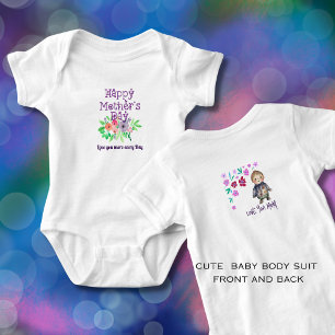 Love you Mum Floral & Graphic Baby Bodysuit