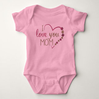 love you mum floral heart baby bodysuit