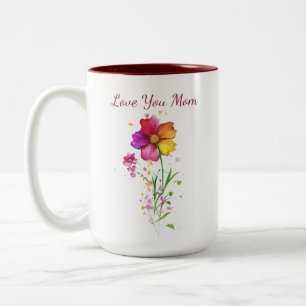 Love You Mum Floral – Mother’s Day Gift Two-Tone Coffee Mug