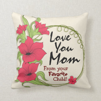 Love You Mum Floral Personalised Throw Pillow