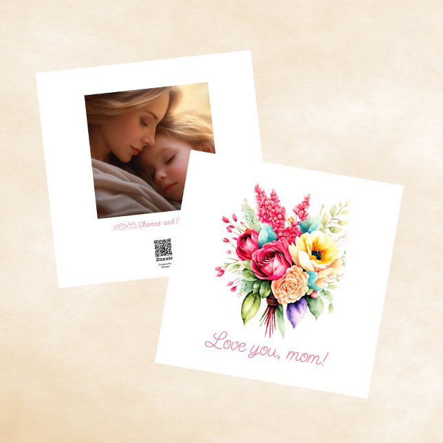Love You Mum Floral Photo Mother's Day Holiday Card (Creator Uploaded)