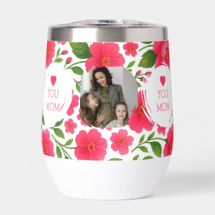 Love You Mum Floral Red Water Bottle