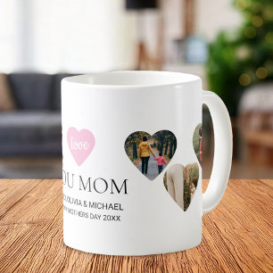 Love You Mum Heart Photo Collage Mothers Day Coffee Mug