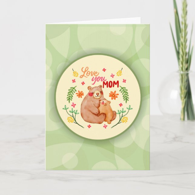 Love You Mum - Mama Bear and Cub Mother's Day Card (Front)