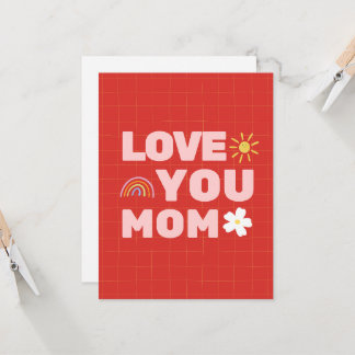 Love You Mum Mother's Day Flat Greeting Card