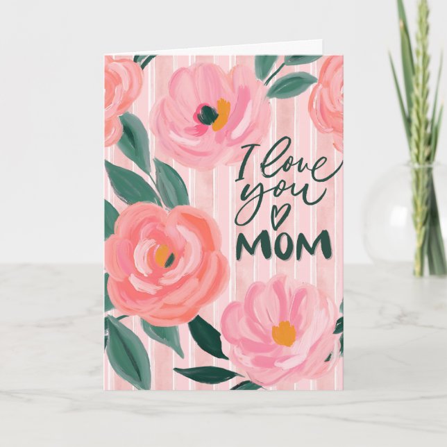 Love you Mum mothers day Floral Card (Front)