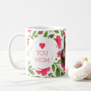 "Love You Mum Mug - Red Flower Design & Photo