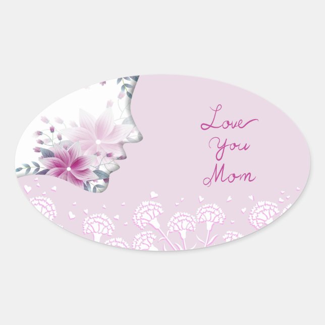 Love You Mum Oval Sticker (Front)