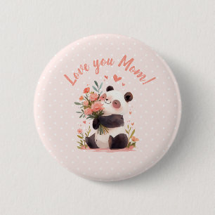 Love You Mum Panda Mothers Day Gift 6 Cm Round Badge