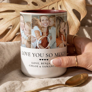 Love You Mum Personalised 5 Photo Collage Gift Two-Tone Coffee Mug